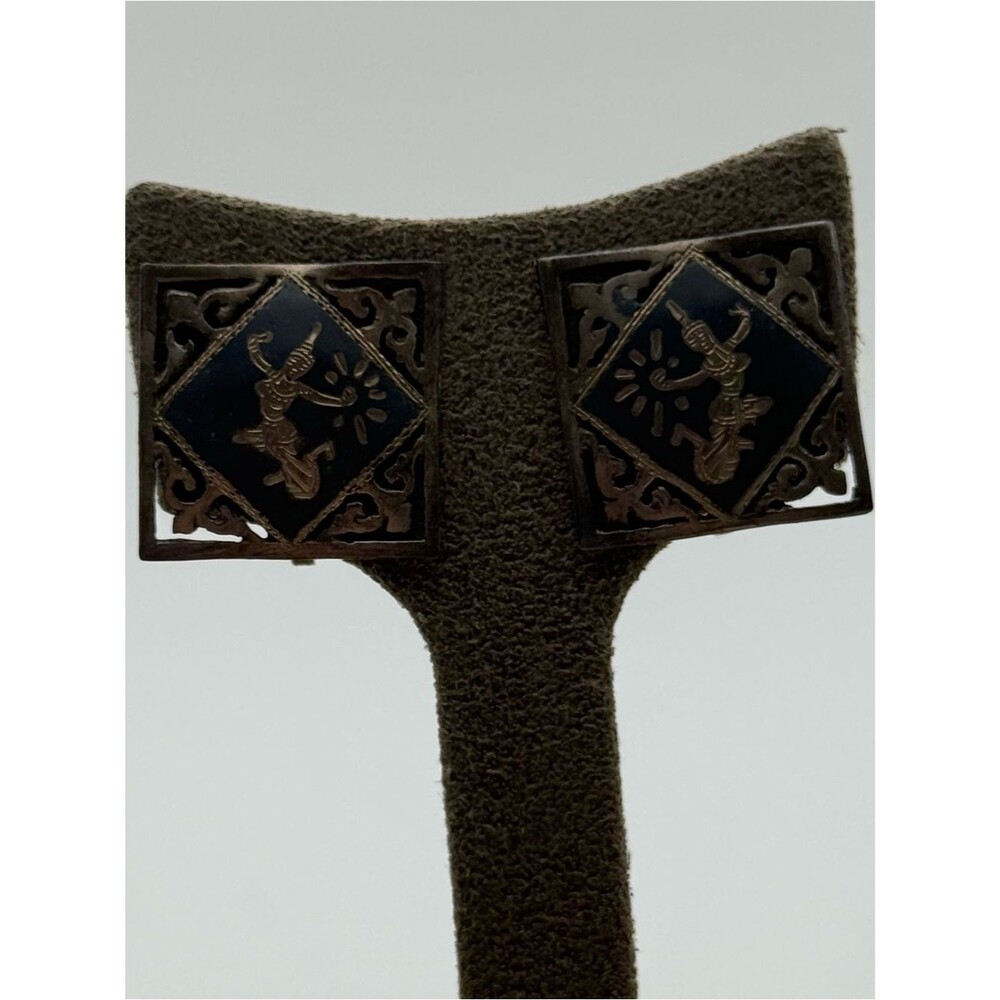 Vintage SIAM screw back square earrings